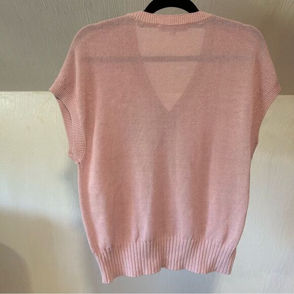 Loft Blush Pink Rose V Neck Sweater Tee/ Sweater Vest - Picture 4 of 11